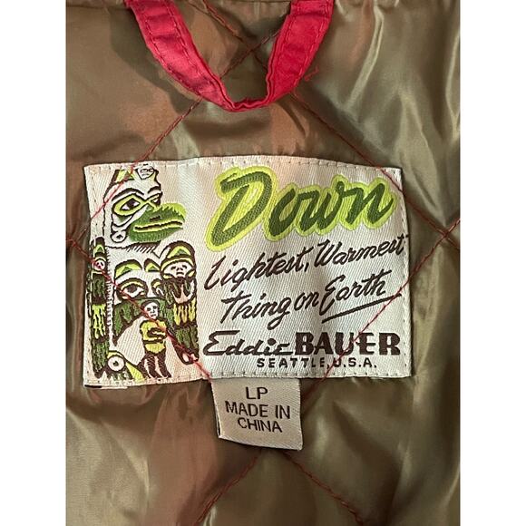 Eddie Bauer woman’s jacket LP red 550 fill power quilted goose down snap front - Picture 5 of 12